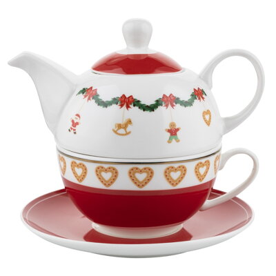 Čajník so šálkou 390ml Santa Love porcelán